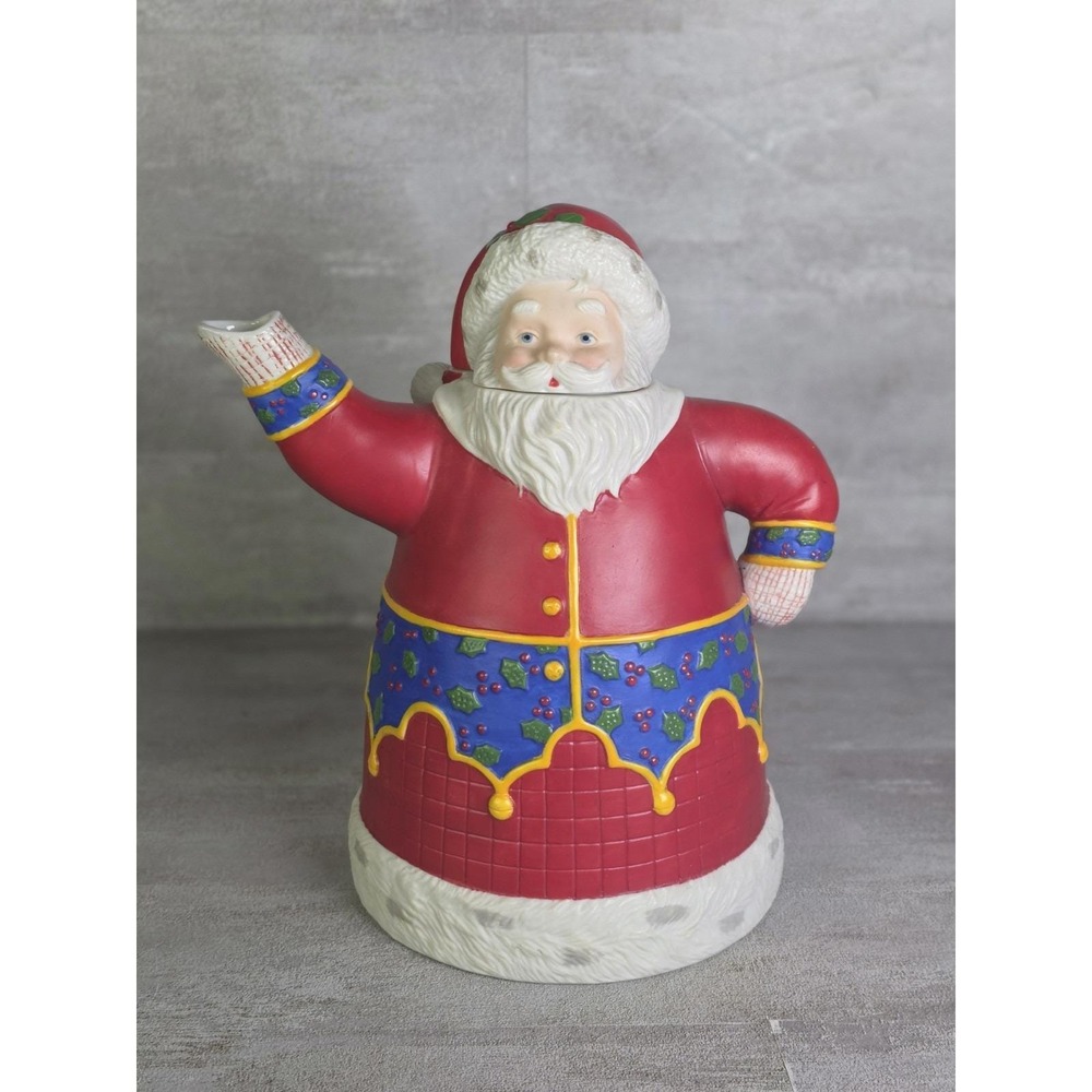 1990s Vintage HallmarkMary Engelbreit Santa Claus Teapot The Wonder Of Christmas
